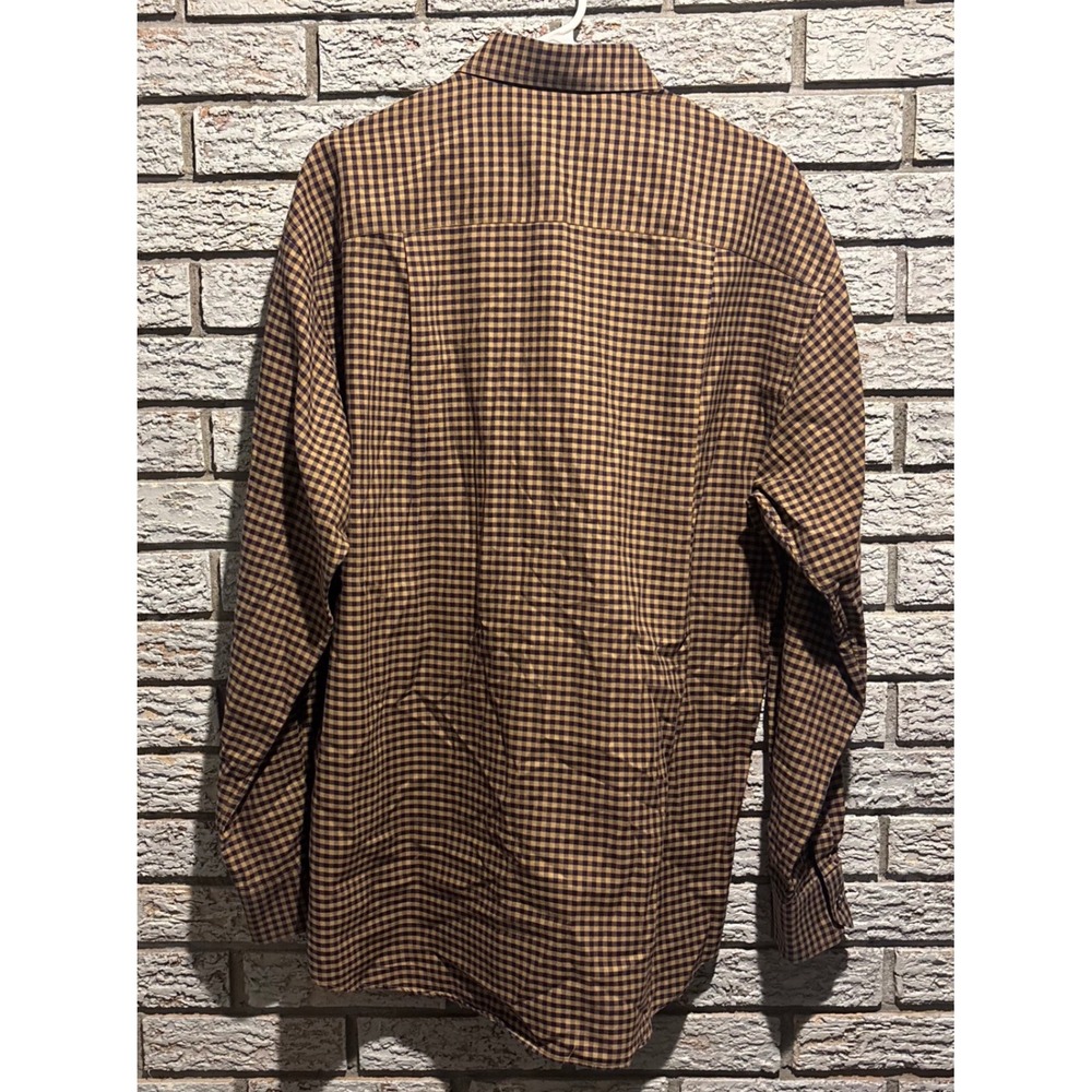 Ermenegildo Zegna Soft Mens Brown Blue Gingham Check Cotton Button Down Sz 16.5 - Picture 2 of 9